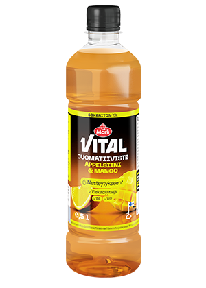 Marli Vital juomatiiviste Appelsiini & mango 0,5 L + magnesium, kloridi & B6- ja B12-vitamiinit