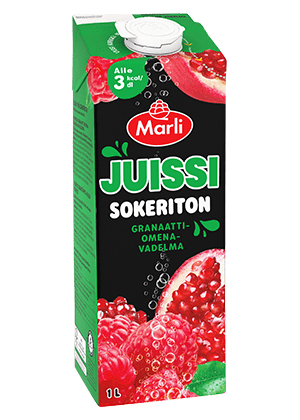 Marli Juissi Sokeriton Granaattiomena-vadelma mehujuoma 1L