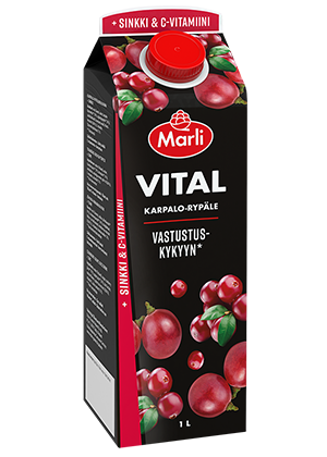 Marli Vital Karpalo-rypälemehujuoma + sinkki ja C-vitamiini 1L